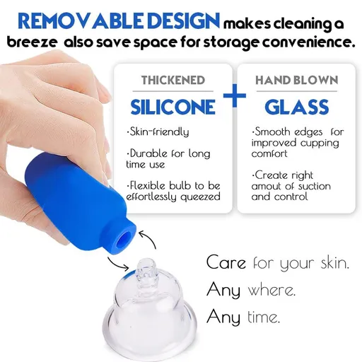 4 PCS Glass Facial Cupping Set | Silicone Vacuum Suction | Cupping Massage Therapy | For Eyes, Face and Body