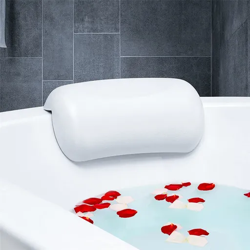 Bath Pillows Comfort Spa Bathtub Pillow with Suction Cup Luxury Bath Cushion Head Support Neck Rest Non-Slip Backrest,White