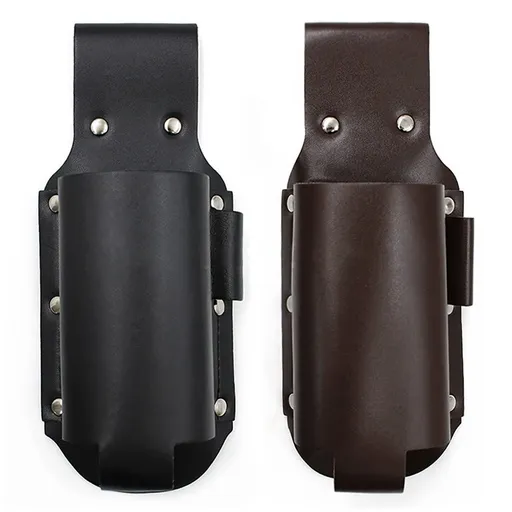 2 pack Beer Holster Classic - Leather, Beer Belt Climbing Beverage Holster Holder Portable（black + brown）