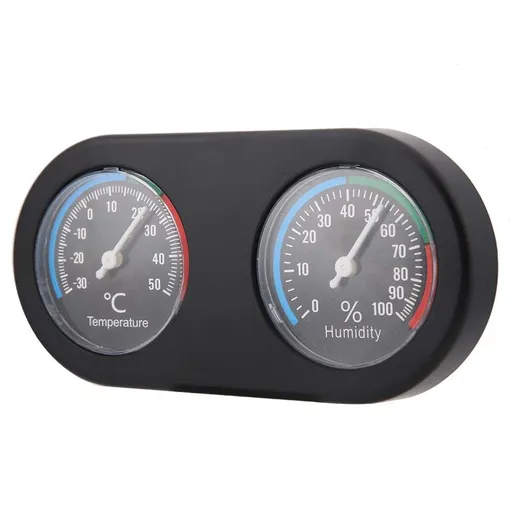 2pcs Reptile Thermometer Hygrometer, Mini Round Shape Dual Dial Thermometer and Humidity Gauge for Reptile Lizard Tortoise Spider Pet Rearing Box