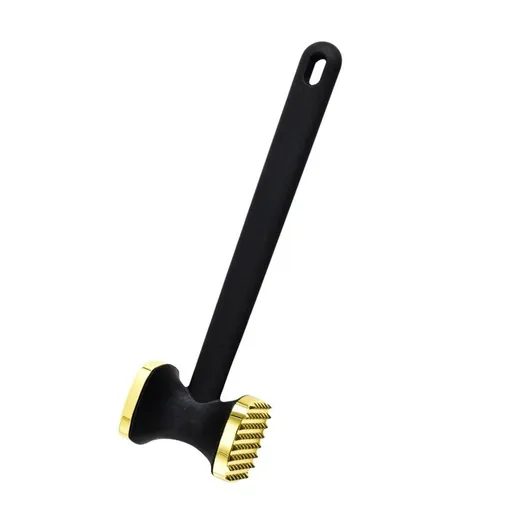2 pack Meat Tenderizer Tool, Double Side Meat Hammer Tenderizer With Comfort-Grip Handle Heavy Duty Manual Hammer Mallet Tool for Steak Chicken and Pork(Black+golden)