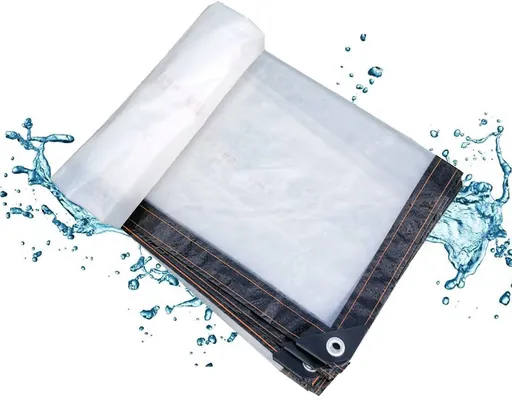 Waterproof Transparent Tarpaulin with Reinforced Edges, Durable Weather Resistant Cover for Furniture, Roofs and Outdoor Use, 1 x 2 m
