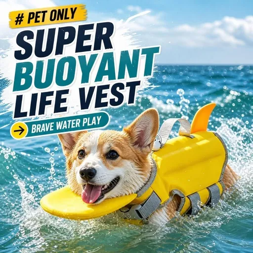 Bright Yellow Dog Life Jacket with High Buoyancy EPE Foam, Adjustable Straps, Rescue Handle and Chin Float for Swimming in Pools, Beaches and Rivers, Summer Pet Swim Vest for Small to Medium Dogs (M)