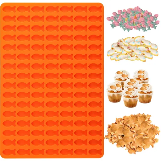 goldfish Cracker Cutter,25 Cavity Fish Cookie Cutter,Mini Gold Fish Shapes Molds for Cookie,Non-stick Dough