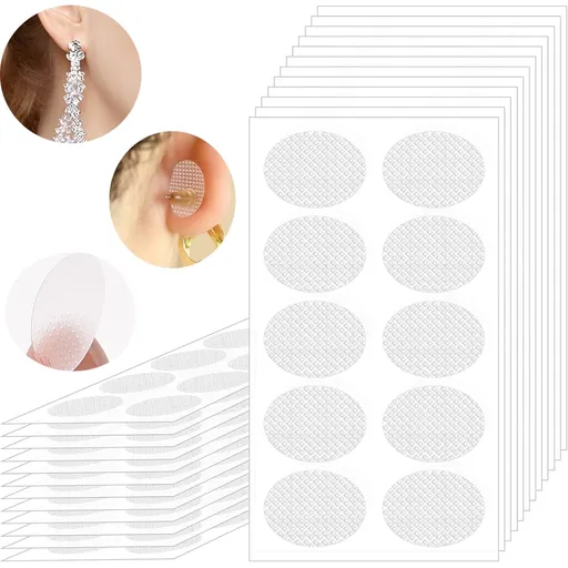 50Pcs Clear Earring Support Patches,Earring Stickers Ear Tapes for Protecting Stretched Earlobes,Ear Care Products for Tear Stretched Ear Lobes,Waterproof Earring Covers White