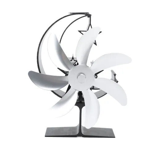 Heat Powered Stove Fan 7 Blade Moon Model Silent Operation Circulating Warm Air Highly Efficient Log Burner Fan For Wood Stove Accessories Silver