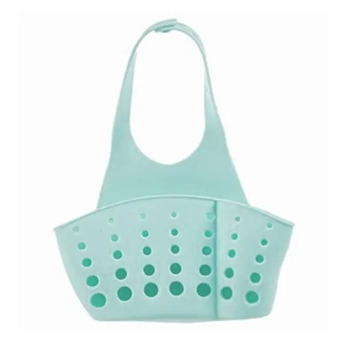 Kitchen Sink Sponge Holder Plastic Soap Holder Hanging Ajustable Strap Faucet, Drain Holes For Sanitary Drying(blue)