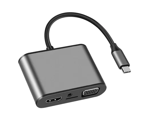 8 in 1 USB Type-C to HDMI-compatible PD TF VGA Card Reader Adapter Hub Converter Recorder - Grey