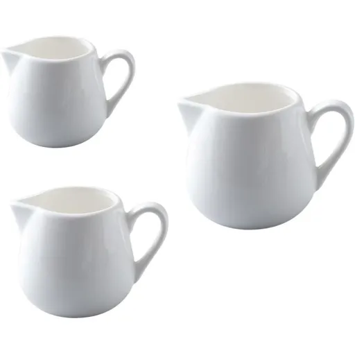 3pcs Ceramic Milk Jug with Handle, White 50ml Coffee Creamer Container