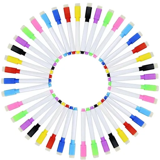 48 Pcs Magnetic Dry Erase Markers Set Fine Point Tip Whiteboard Markers with Eraser Cap, Mini Dry Erase Markers Bulk for Blackboard Fridge Message Board Magnetic Sticker(Colorful)