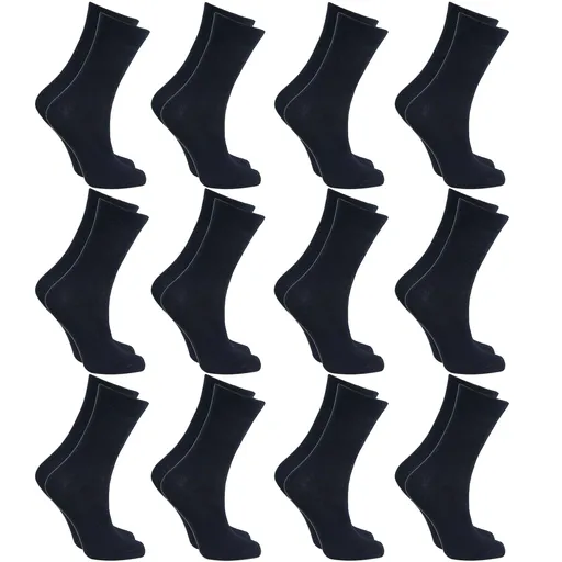 12x Pairs SCHOOL SOCKS Plain Cotton Rich Girls Boys School Uniform in Black