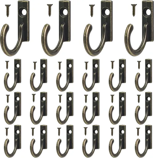 40 Pieces Key Hooks Jewelry Small Hook Wall Mounted Single for Hanging Clothes Hat Kitchen Bathroom Towel Farmhouse Retro Craft Projects Bronze