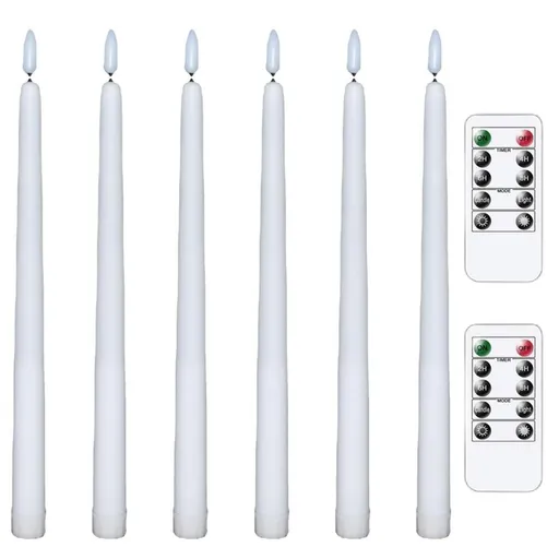 6Pcs LED Flameless Flickering Warm Light Taper Candles with 2 Remote Control for Christmas Thanksgiving Halloween Home Wedding Decoration