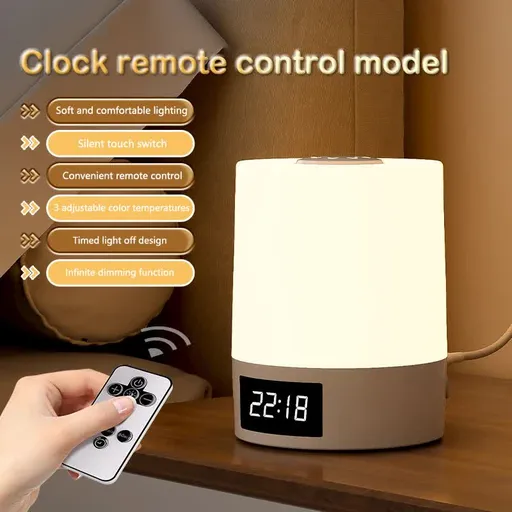 Smart Digital Clock Night Light - Remote Dimmable Bedside Lamp & Sleep Aid for Nursery, Feeding & Bedroom (K2021)