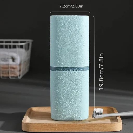 1pc Portable Toothbrush Holder Box, Multi-functional Travel Toothbrush Storage Case, Mouthwash Cup and Toothbrush Container.Sky blue