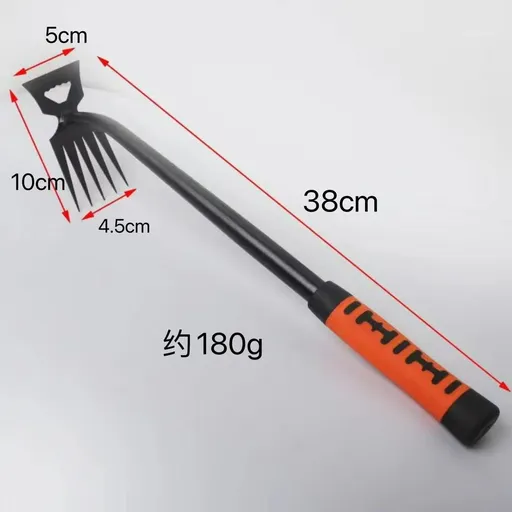 Weed Puller Tool, Four Tooth Manganese Steel Hand Weeder for Garden Weeds, Long Handle Garden Tool, Orange, 19.7 inches