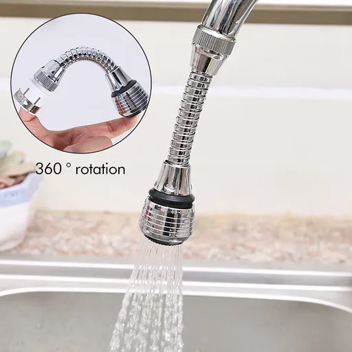 2 Pack Flexible Faucet Sprayer Attachment, 360 Degree Kitchen Sink Aerator Extender for Hot and Cold Water, Silver, 5.51x2.35