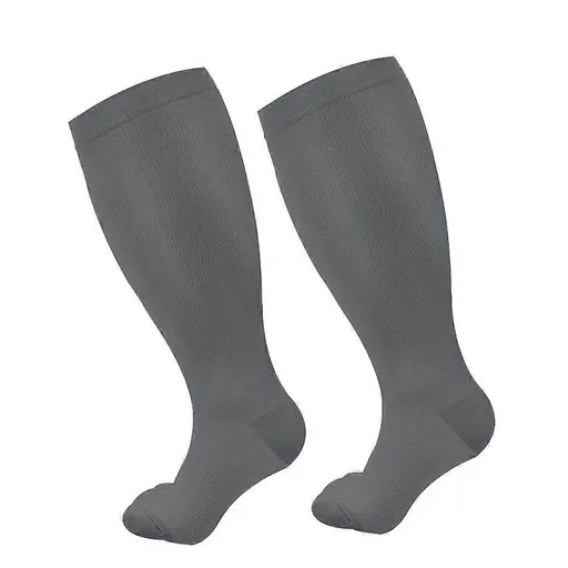 Women's Extra Wide Calf Compression Socks Extended Size Running Cycling Fitness Sports Socks Gray - 5XL