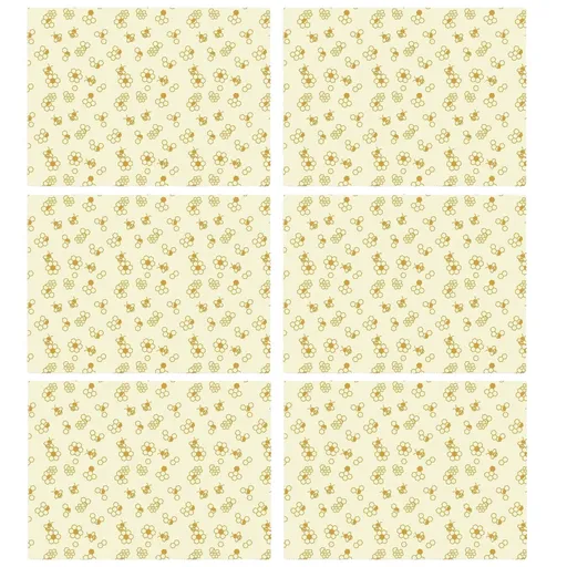 6x Karlstert Natural Beeswax Honeycomb Food Wrap in Honeybee Print 43 x 58.5cm