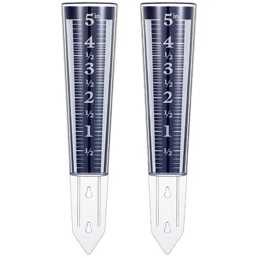 2 Pcs 5 Inch Capacity Rain Gauge Outdoor Easy to Read Rain Gauge for Yard Acrylic Rain Scale and for Garden Yard Field Lawn