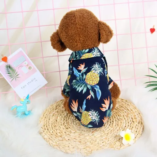 Pet Shirt Hawaii Print Odd Pet Dog Cat hawaii navy blue XS