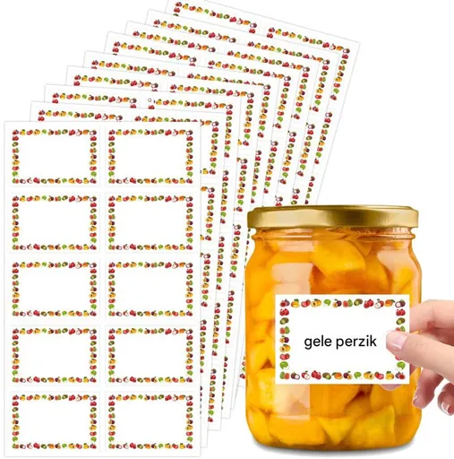 Labels - 100 sheets - Jam jar labels - Self-adhesive, easy-to-tear, waterproof food labels - Date labels - Labels for kitchen bottles and storage containers - Size 45 x 67 mm