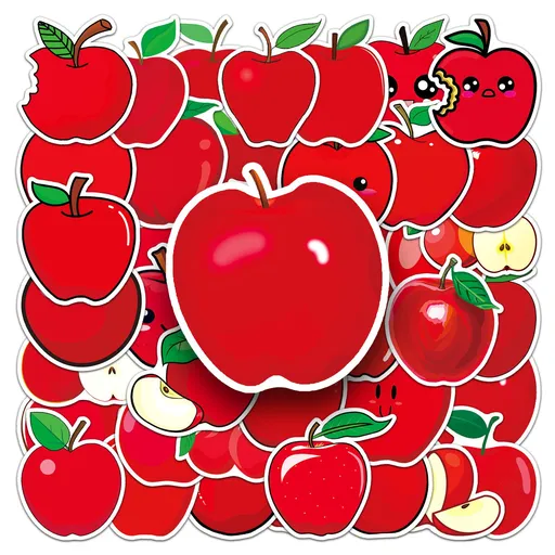 Apple Stickers |50Pcs Apple Waterproof Vinyl Decals for Water Bottles Bicycle Laptop Refrigerator Luggage Computer Mobile Phone