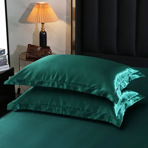 Silk Pillowcase Polyester 30s Washed Dark green 48x 74cm [one pack]]
