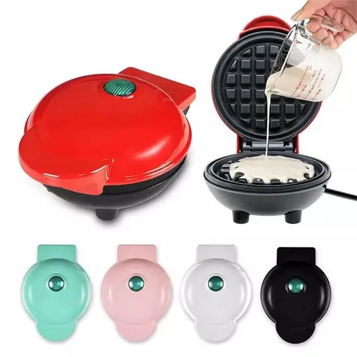 420W Mini Portable Electric Waffle Maker, ideal for home breakfast, pancake & dessert baking（Red）