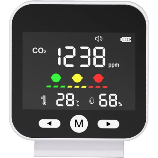 High Precision Air Quality Monitor CO2 400-5000 ppm, Desktop Temperature and Humidity Detector
