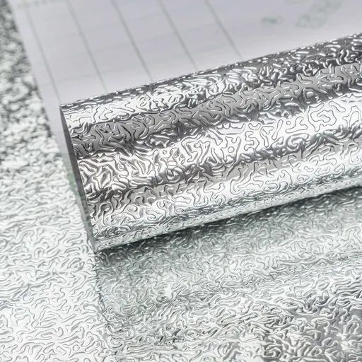 Silver Self Adhesive Vinyl Wallpaper Aluminum Foil Look Waterproof Greaseproof For Kitchen Cupboards Diy Wall Stickers