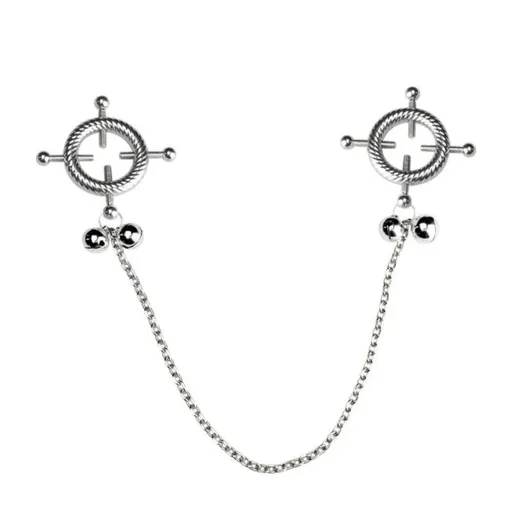House Of Dasein Faak Breast Clip Leather Belt Bondage Stainless Steel Nipple Clamp With Chains - Qk-C8006