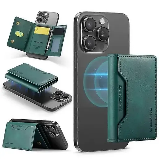 MAGKING K2 Stand Magnetic Card Holder Compatible with MagSafe RFID Mobile Wallet - Green