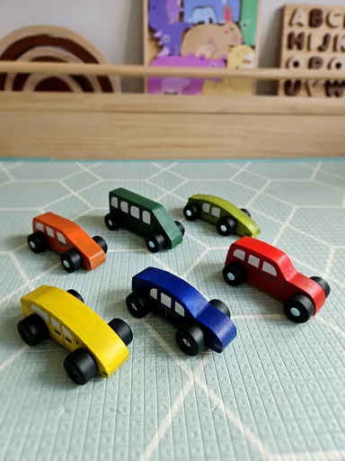 Coloured wooden cars