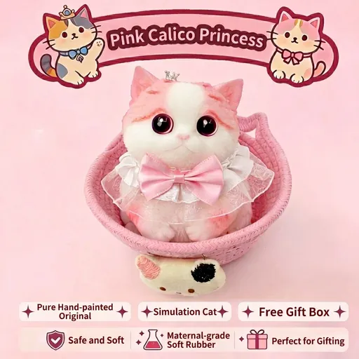 Cat Toy Set Handmade Stress Relief Squishy Toy Large Pink Calico Princess