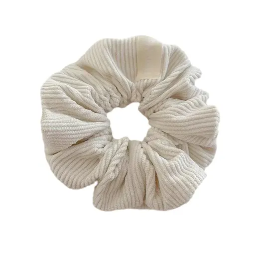 Corduroy Big Hair Scrunchies Ponytail Holder Hair Ties Rope Hair Accesorries - Beige