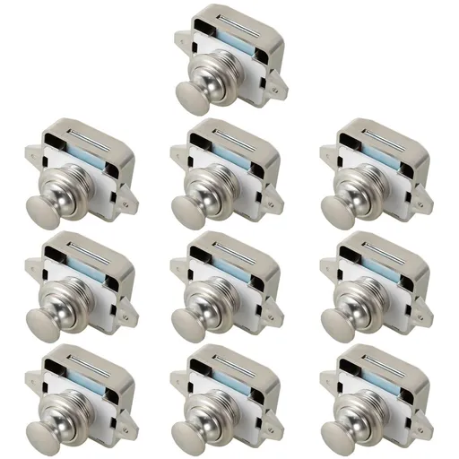 10Pcs Push Button Latch Elegant Cabinet Door Catch Keyless Cupboard Locks Decorative Push Button Latch Pearl Color/Brown Door Catch for RV Drawer Door Cabinet Yachts