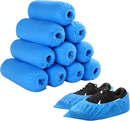 Shoe Covers Non Slip, 100 Pack (50 Pairs) Extra Thick Disposable Boot Covers, Non Woven Fabric Boot Covers for Indoors, Durable Protector Covers for Men and Women (Blue)