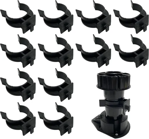 12 Pack Plinth Clips Kitchen Kick Board Toe Clips for Cabinet Leveler Legs, Fits Cabinets Sofa Tables, Black, for Home Kitchen Bathroom and Indoor Use