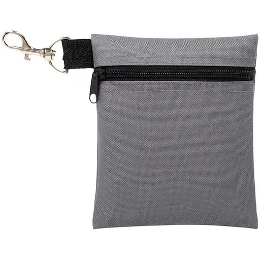 Grey Golf Ball Pouch with Zipper and Metal Clip - Durable Nylon Storage Bag for Balls, Tees and Divot Tools - Portable Waist Accessory Organizer for Golfers