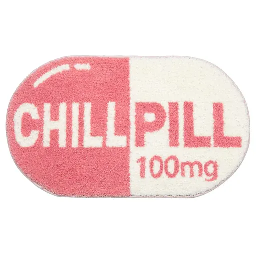 Funny Cute Chill Pill Bath Mat Small Pink Bathroom Rugs Bathroom Decor Aesthetic Bath Rug Non Slip Washable Water Absorbent