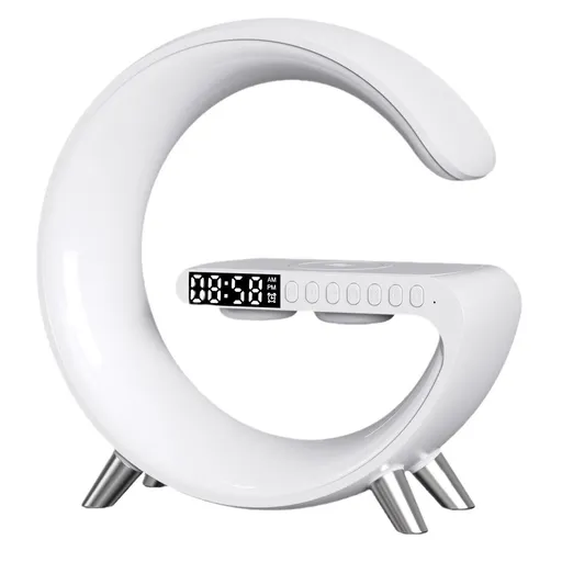 Smart Sound Machine Alarm Clocks with Atmosphere Lamp, Bluetooth Speakers Table Lamp with Wireless Charger Dimmable Night Light