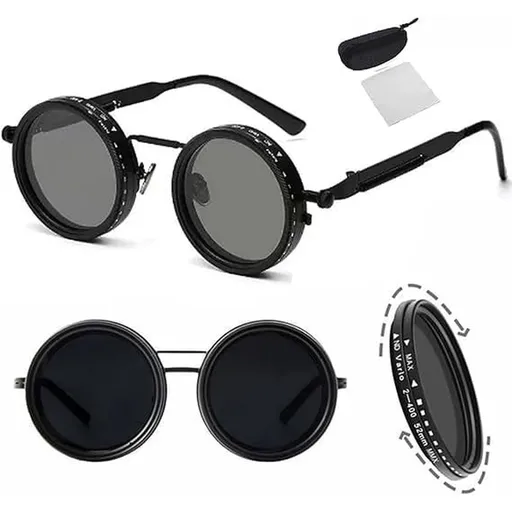 Organismt Glasses, Organismt Rotate Adjustable Tint Rounded Polarized Lenses Retro Sunglasses, Camera ND Filter Lens