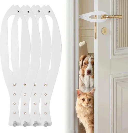 Cat Door Latch with 5 Adjustable Opening 2.5-6" - Cat Access Door Restrictor, Tool-Free Install, Helps Keep Dogs Out of Litter Box and Food, 4 Pack White