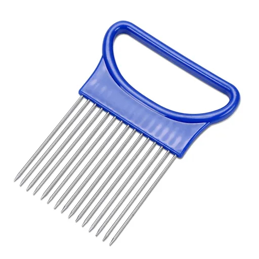 4Pcs Onion Holder for Slicing, Stainless Steel Onion Cutter for Slicing, Potato Lemon Slicer Tomato Slicers Kitchen Comb