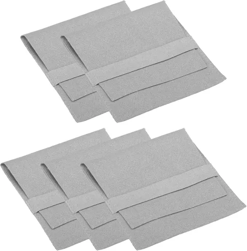 10x10cm Jewelry Pouches with Band, 5 Pack Microfiber Portable Soft Storage for Necklace Bracelet Earring Watch Rings Brooch, Light Grey