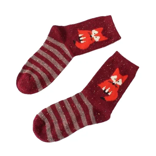 House Of Dasein Snowy Little Fox Socks - Red Fox Snowflake