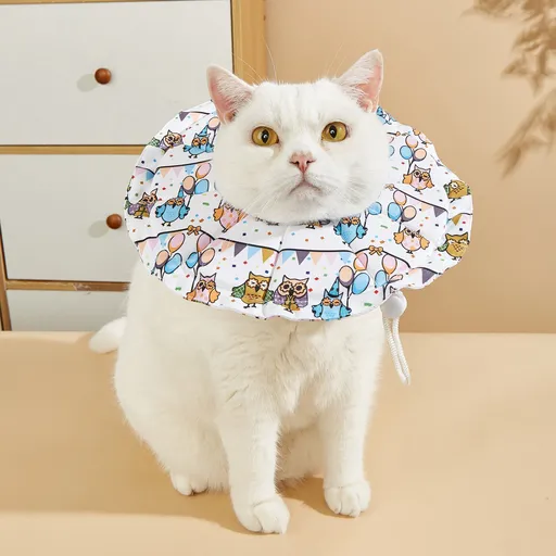 Soft Pet Elizabethan Collar Cartoon Waterproof. M White Owl