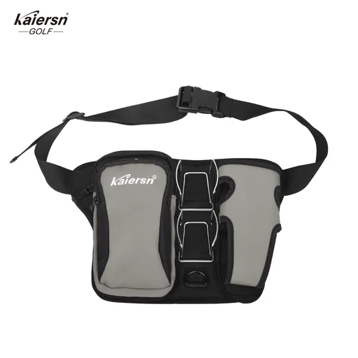 Grey Professional Park Golf Waist Bag - Multi-Functional Accessory Organizer for Dual Ball Storage & Water Bottle Holder