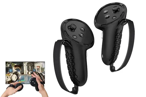 2pcs Controller Grips Protector Cover VR Touch Protector Accessories Compatible with Meta Quest 3-Black